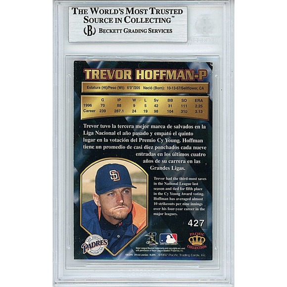 Trevor Hoffman San Diego Padres Autographed 1996 Pacific Baseball Card Beckett - Picture 2 of 4